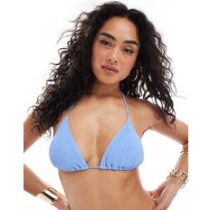 I Bikiniöverdelar Monki Mix And Match Crinkle Tie Up Triangle Bikini Top - Blue