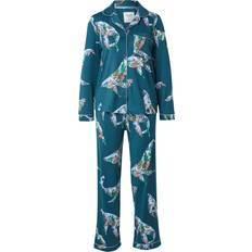 Yellow Pyjamas Chelsea Peers Long Button Up Pyjama Set - Whale Coral Reef Print
