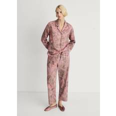 Mango Undertøj Mango Pink Pyjamasskjorte Med Botanisk Print I Satin - Lyserød