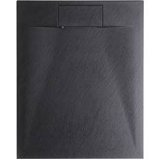 Showers Beliani Minimalist Shower Tray with Drain 80 x 100 x 3 cm Natural Stone Effect Black