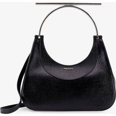Leather Handbag With Frontal Logo - Black
