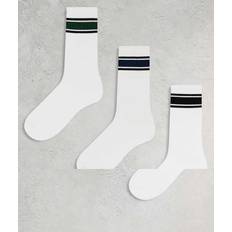 Bershka Underkläder Bershka Vita Strumpor Med Ränder 3-Pack - Vit