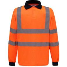 Orange - Unisex Polo Shirts Yoko Unisex Adult Hi-Vis Long-Sleeved Polo Shirt - Orange
