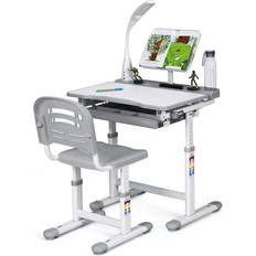 Set di mobili Costway Set Sedia e Scrivania per Bambini Altezza e Angolo Regolabile