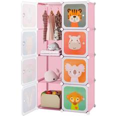 Portable Kids Wardrobe 8-Cube Baby Closet Dresser Pink