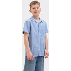 Blue Shirts Jack & Jones Kids' Cotton Poplin Stripe Resort Shirt Cashmere Blue