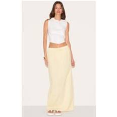 PrettyLittleThing Lemon Stripe Cotton Drawstring Tie Maxi Skirt, Lemon - 14