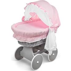 Hooded Wicker Wheel Basket Bassinet Crib