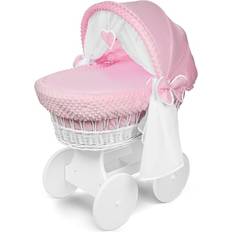 Hooded Wicker Wheel Basket Bassinet Crib