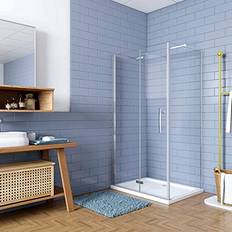 Porte Doccia 195cm Box Doccia Angolare Porta Battente Pieghevole con Parete Fissa 100x70cm in Vetro Temperato