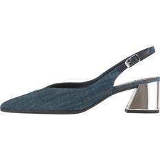 Sko HOGL Denim Slingback Pumps Med Trapezoid Hæl - Blå