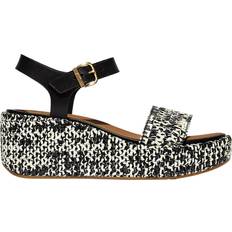 Sko Fitflop Kile Sandal Med Læder Og Syntetisk Vævet Raffia - Sort