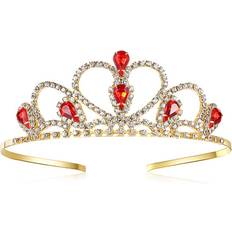 Red Crowns & Tiaras Winkel Yellow Gems Rhinestone Gold Tiara Prinecess Crown