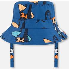 Bucket Hats Children's Clothing Deux par Deux Printed Beach Hat Orange Sloths - Navy Blue