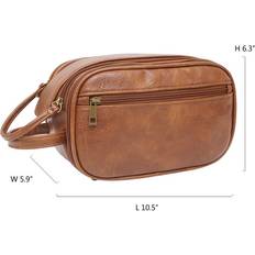 Brown - Leather Toiletry Bags Tomtop Jms Mens Toiletry Bag for Traveling Portable Leather Waterproof - Light Brown