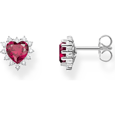Thomas Sabo Röda Örhängen Thomas Sabo Hjärta Med Glittrande Stenar Örhängen - Rött