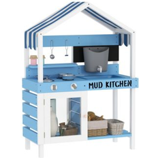 Qaba Mud Kitchen for Kids Faucet Blue