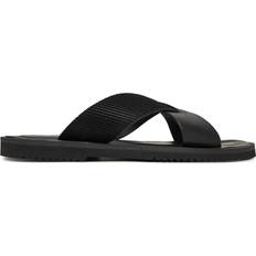 Emporio Armani Multi-Striped Suede And Leather Cross-Over Sandals - Black