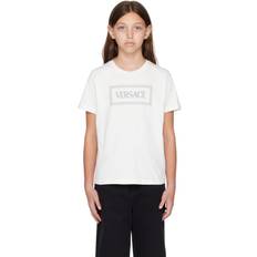 Versace Kids Logo Print Cotton T-shirt - Bianco/Grigio