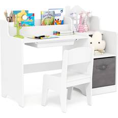Kids study table and chair Costway Kids Study Desk and Chair Set