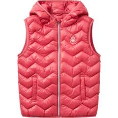 S Vests United Colors of Benetton Kids' Zig Zag Quilted Hooded Gilet - Salmon