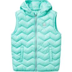 L Vests United Colors of Benetton Kids' Zig Zag Quilted Hooded Gilet - Teal Green