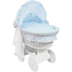 Hooded Wicker Wheel Basket Bassinet Crib