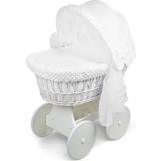 Hooded Wicker Wheel Basket Bassinet Crib