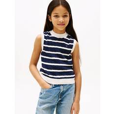 Tommy Hilfiger Strikkede veste Tommy Hilfiger Girls Blue Striped Cable Knit Vest - Blue