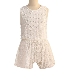 Shein Set mit lockerem ärmellosem T-Shirt und Shorts mit Cut-out Blumen Rundhalsausschnitt für Tween-Mädchen