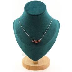 Agat Halsband Necklace 3 Agate Beads - Fuchsia/Brown