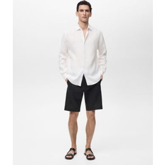 Mango Herr Shorts Mango Slim-Fit 100% Linen Bermuda Shorts - Svart