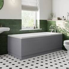 Ceramica Grey Gloss MDF Tongue and Groove Traditional Bath Side Panel 1700mm
