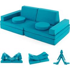 Sofas Kid's Room Costway 8-Piece Kids Play Couch Sofa with Portable Handle