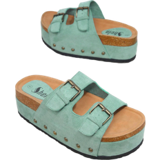 Shein Open Toe Double Buckle Flatform Sliders