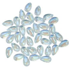 Shein 30pcs Stylish Transparent Purple & Blue Iridescent Teardrop Shaped Beads With Hole, Flat Teardrop Design, For Diy Earrings, Headbands, Necklaces, Ankl