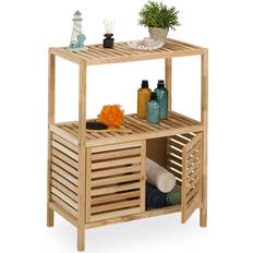 Bathroom Shelf Walnut Door 2 Tiers 86 x 67.5 x 35.5 cm