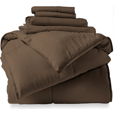 Bare Home Microfiber 5-Piece Cocoa and Cocoa in a Bag Twin XL Bed Linen