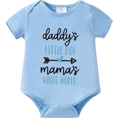 Shein Baby Boy Summer Slogan Printed Short Sleeve Casual Bodysuit