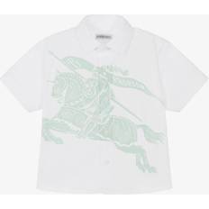 White Shirts Burberry Boys Cotton Logo Print Shirt - White