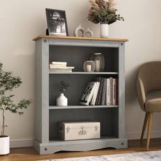 Book Shelves on sale Mews Corona Grey Small Low Bookcase Solid Pine 3 Book Shelf