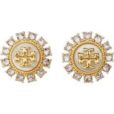 Tory Burch Kira Crystal Stud Earrings GOLD/MOP/CRY