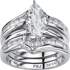 PalmBeach Palmbeach jewelry 3.57 tcw cubic zirconia sterling silver wedding ring set