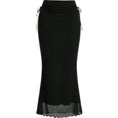 Shein Solid Color Drawstring Mermaid Skirt