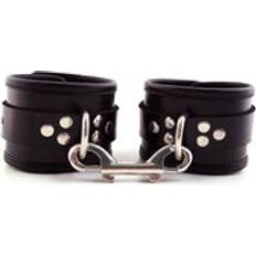 Rouge Garments Black Leather Ankle Cuffs With Piping
