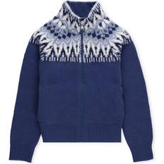 Moncler Cardigans Moncler Boys Intarsia-Knit Virgin Wool Cardigan - Blue