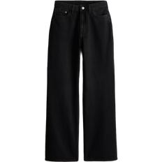 H&M Dame Sort Curvy Fit Wide Ultra High Jeans