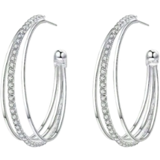 Shein Rhinestone Decor Layered Hoop Earrings