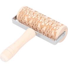 Christmas Wooden Engraved Embossing Rolling Pin Dough Stick
