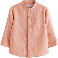Orange Skjorter NEXT Grandad Collar Linen Mix Shirt - Orange